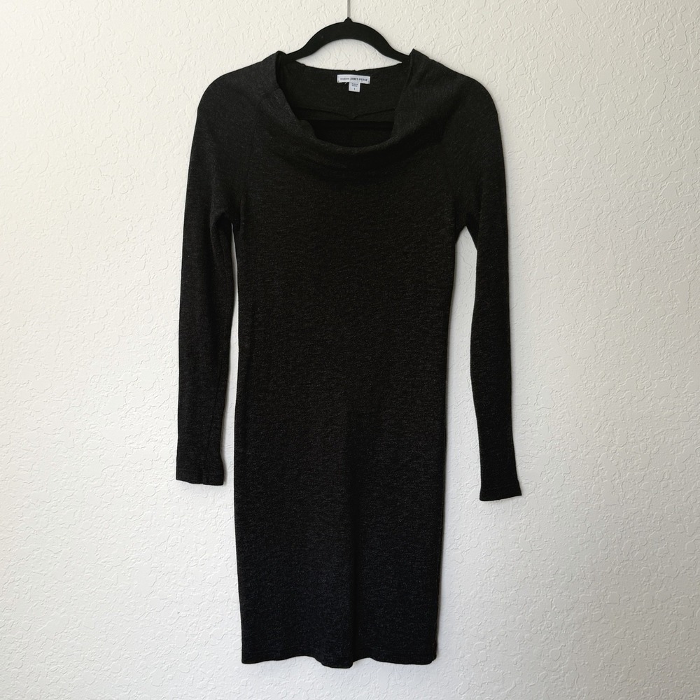 James Perse Size 1 Small Charcoal Gray Sweater Dress Cotton Modal Long Sleeve